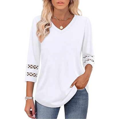 🌺 [S-3XL] Klasszikus egyszínű V-nyakú felső | ¾-es ujjakkal, mindenkinek jól áll és karcsúsít! 👚✨