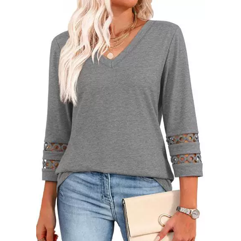 🌺 [S-3XL] Klasszikus egyszínű V-nyakú felső | ¾-es ujjakkal, mindenkinek jól áll és karcsúsít! 👚✨
