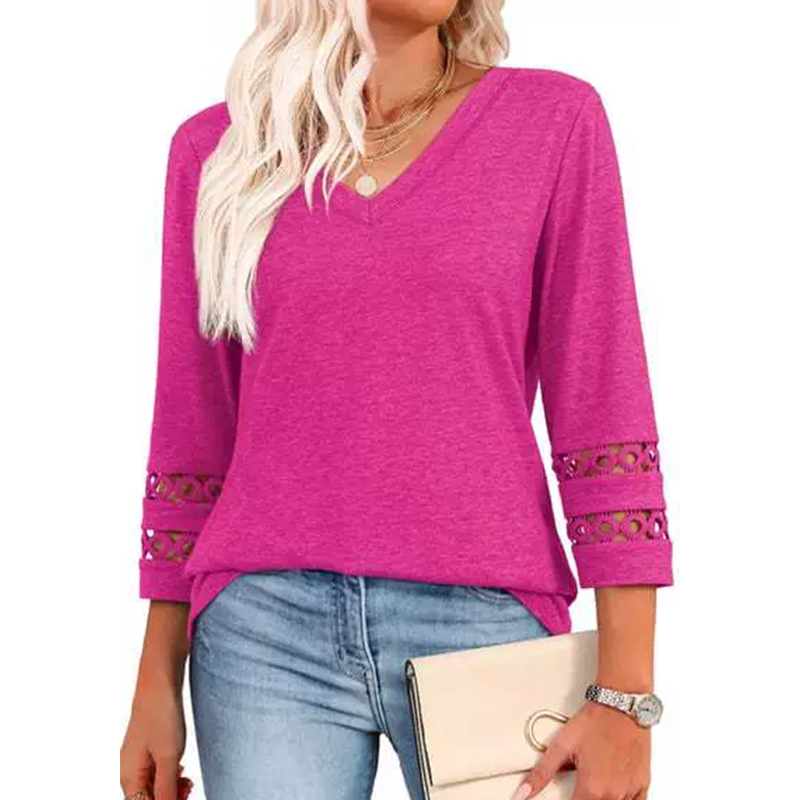 🌺 [S-3XL] Klasszikus egyszínű V-nyakú felső | ¾-es ujjakkal, mindenkinek jól áll és karcsúsít! 👚✨