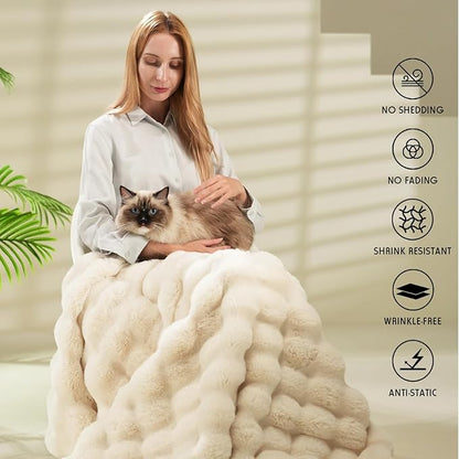 ❄️🛏️ Sűrű nyúl plüss és tejbársony huzatú takaró 🌿🥰