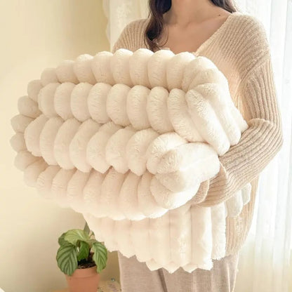 ❄️🛏️ Sűrű nyúl plüss és tejbársony huzatú takaró 🌿🥰