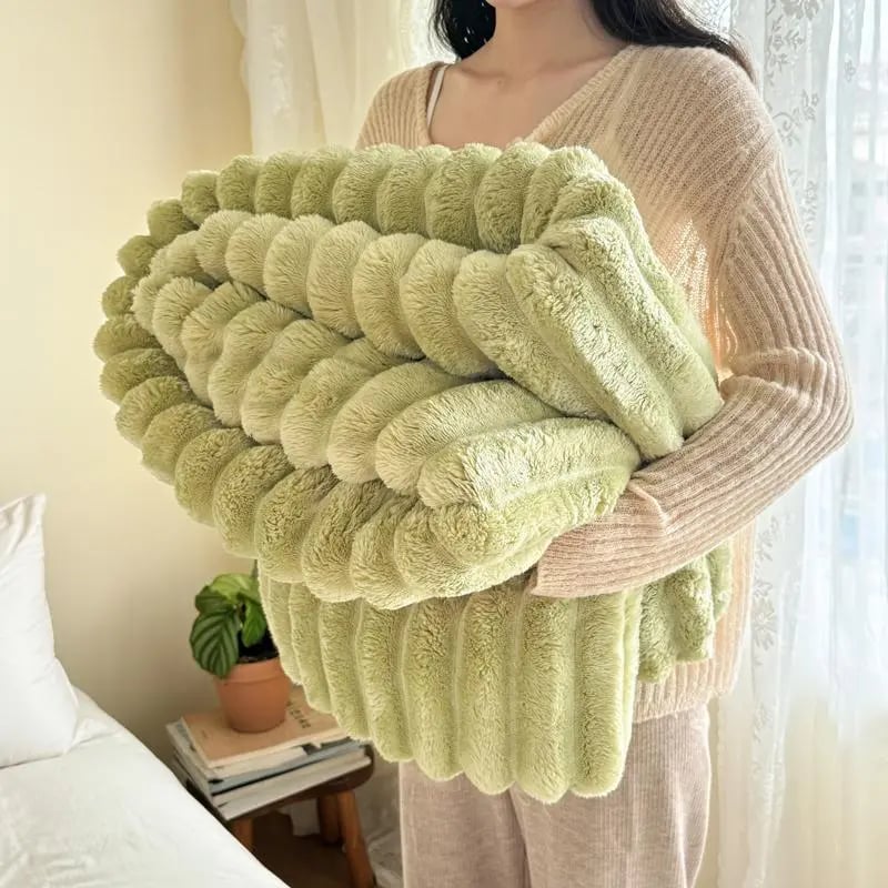 ❄️🛏️ Sűrű nyúl plüss és tejbársony huzatú takaró 🌿🥰