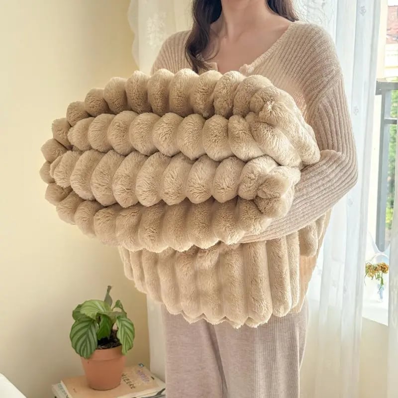 ❄️🛏️ Sűrű nyúl plüss és tejbársony huzatú takaró 🌿🥰