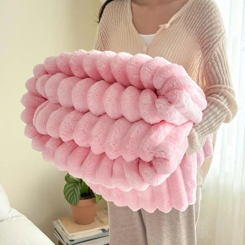 ❄️🛏️ Sűrű nyúl plüss és tejbársony huzatú takaró 🌿🥰