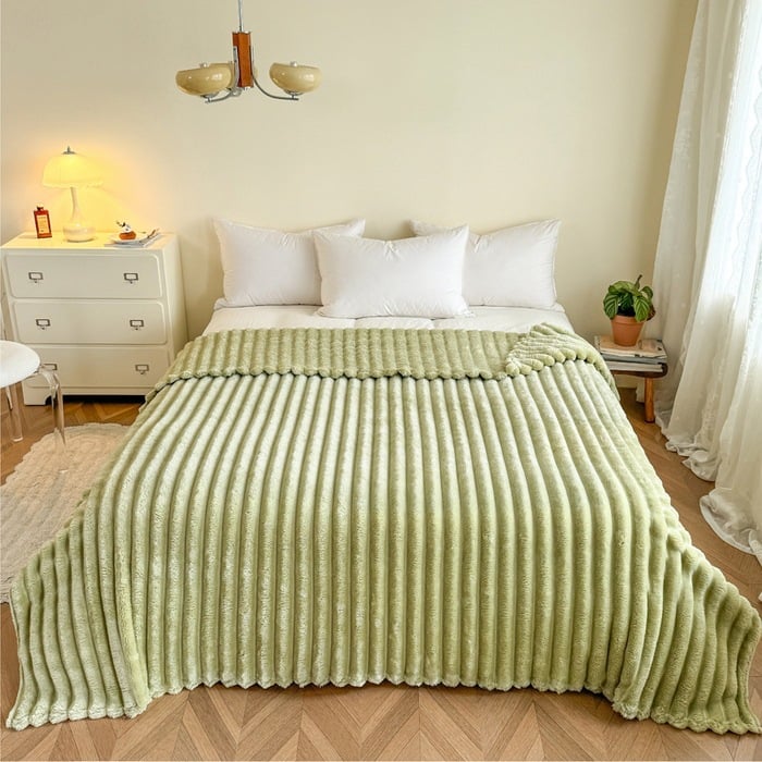 ❄️🛏️ Sűrű nyúl plüss és tejbársony huzatú takaró 🌿🥰