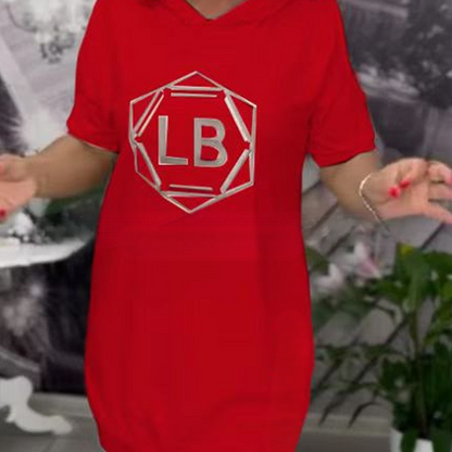 🔥Túlméretezett Letter Print Hoodie ruha