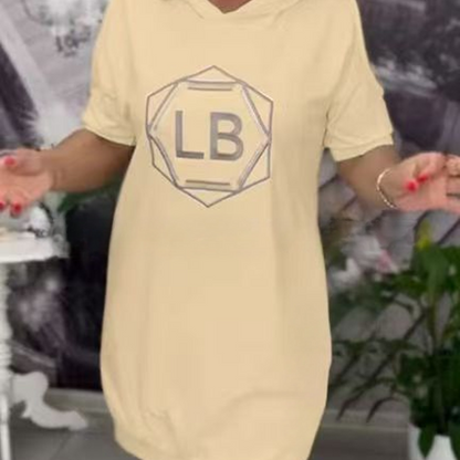 🔥Túlméretezett Letter Print Hoodie ruha