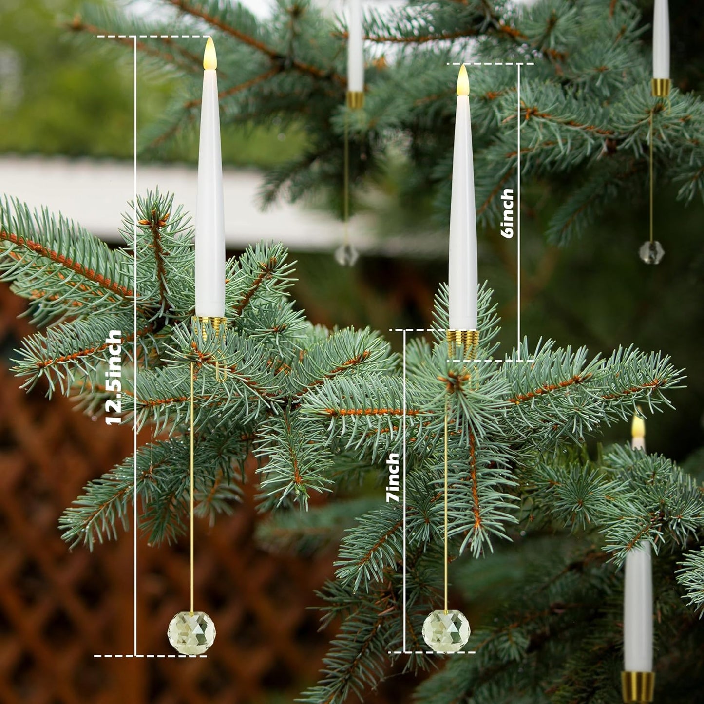 🎁Korai karácsonyi akció🎄Karácsonyfa LED gyertyák átlátszó kristálygömbös akasztóval