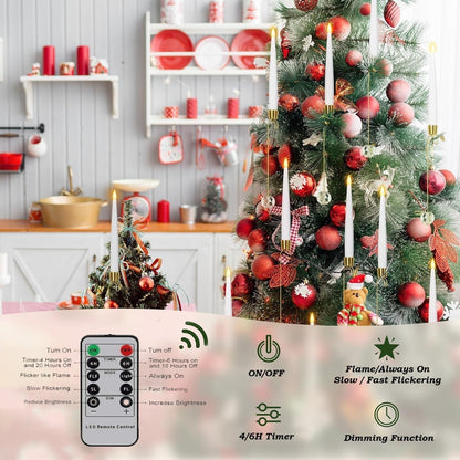 🎁Korai karácsonyi akció🎄Karácsonyfa LED gyertyák átlátszó kristálygömbös akasztóval