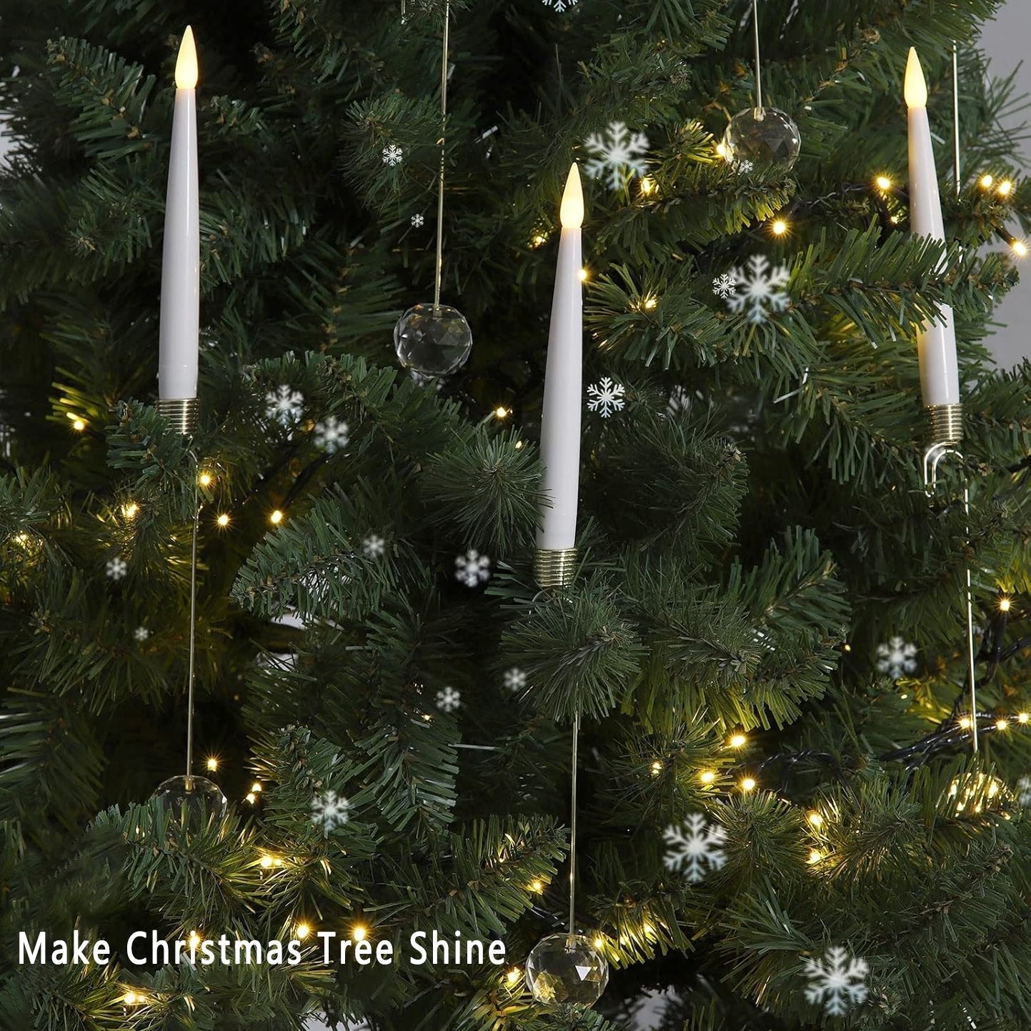 🎁Korai karácsonyi akció🎄Karácsonyfa LED gyertyák átlátszó kristálygömbös akasztóval