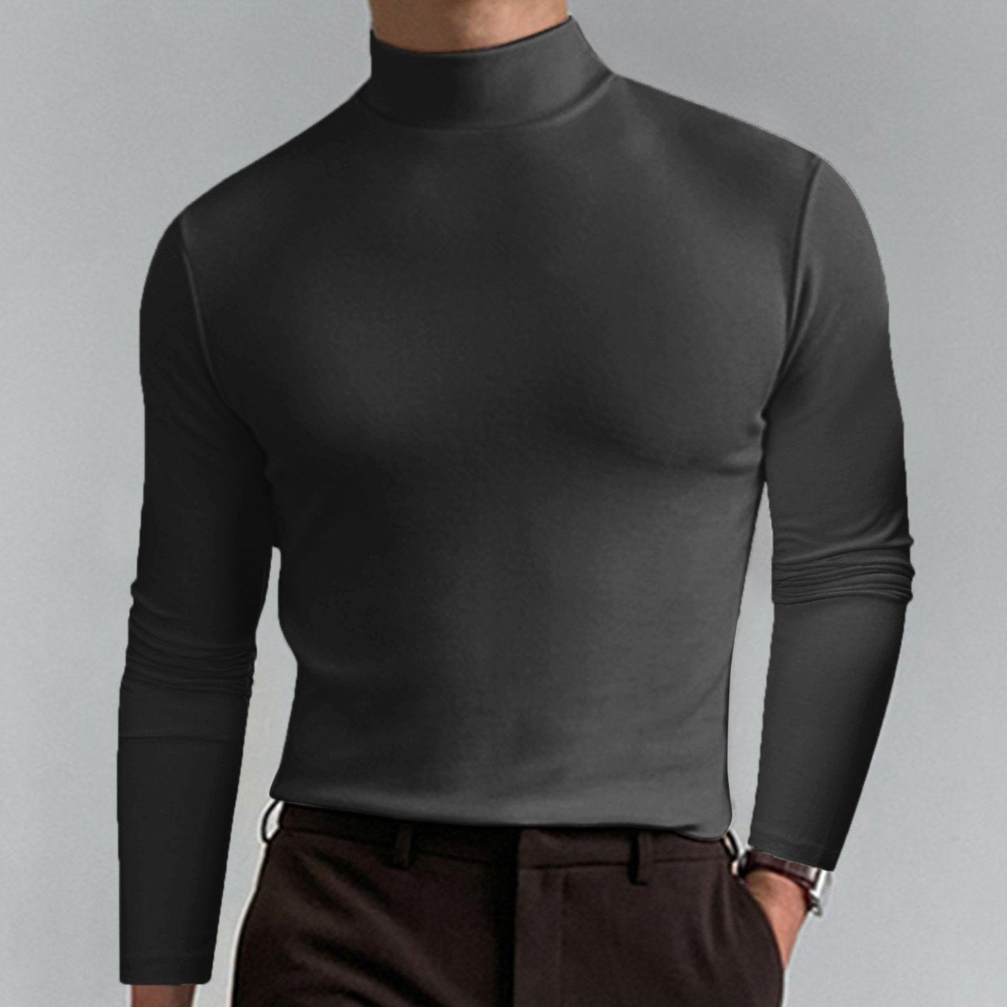 👕 60% KEDVEZMÉNY MOST! ✨ Férfi magas nyakú, karcsúsított póló – rugalmas és lélegző anyag, modern stílus edzőtermi vagy alkalmi viselethez 🏃‍♂️📦