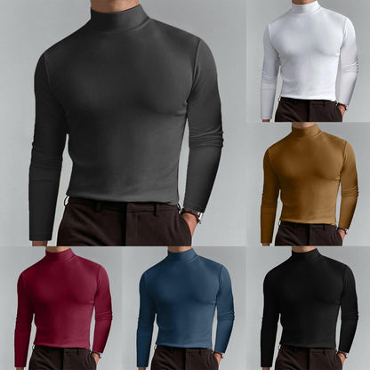 👕 60% KEDVEZMÉNY MOST! ✨ Férfi magas nyakú, karcsúsított póló – rugalmas és lélegző anyag, modern stílus edzőtermi vagy alkalmi viselethez 🏃‍♂️📦