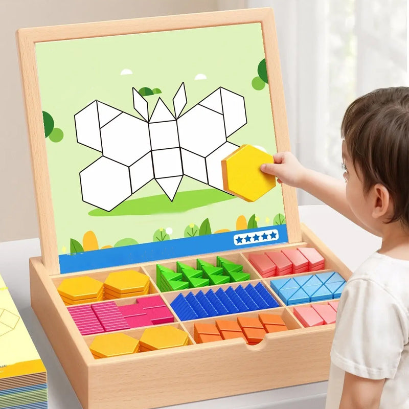 🎅🎁 🎄 Mágneses mintákkal ellátott fa puzzle készlet 🧠🧩