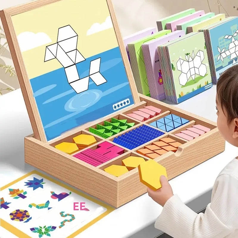 🎅🎁 🎄 Mágneses mintákkal ellátott fa puzzle készlet 🧠🧩