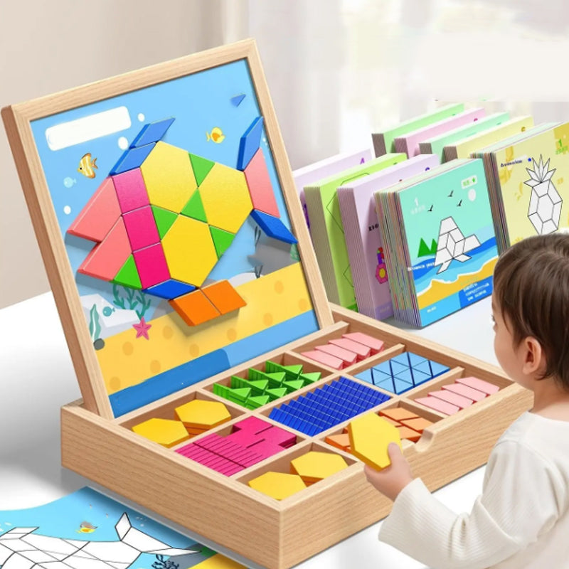 🎅🎁 🎄 Mágneses mintákkal ellátott fa puzzle készlet 🧠🧩