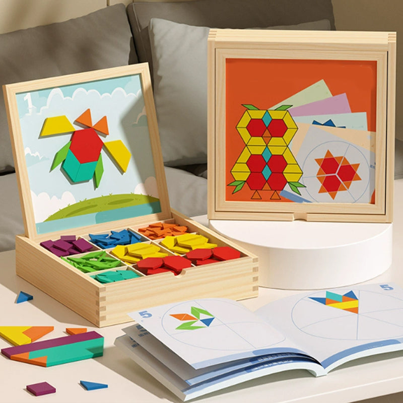 🎅🎁 🎄 Mágneses mintákkal ellátott fa puzzle készlet 🧠🧩
