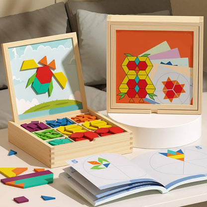 🎅🎁 🎄 Mágneses mintákkal ellátott fa puzzle készlet 🧠🧩