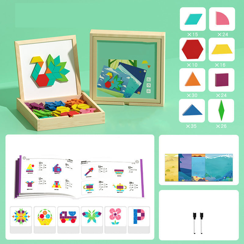 🎅🎁 🎄 Mágneses mintákkal ellátott fa puzzle készlet 🧠🧩