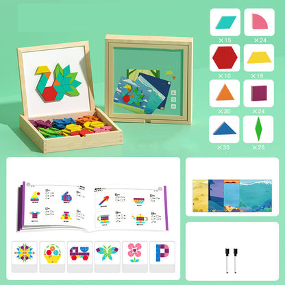 🎅🎁 🎄 Mágneses mintákkal ellátott fa puzzle készlet 🧠🧩
