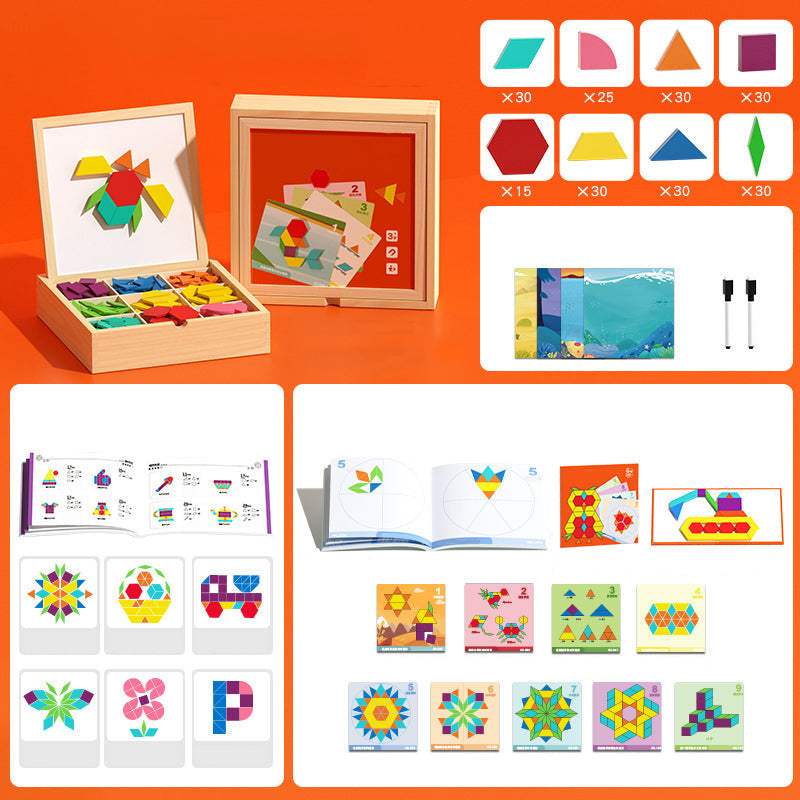 🎅🎁 🎄 Mágneses mintákkal ellátott fa puzzle készlet 🧠🧩