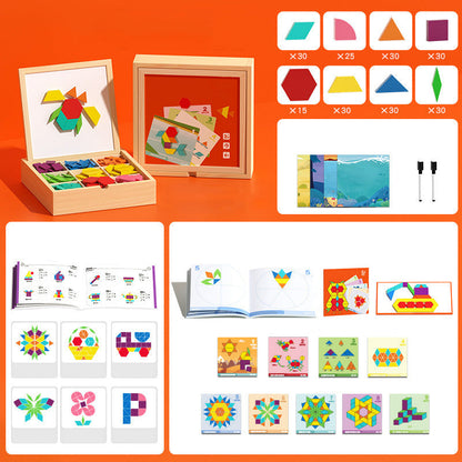🎅🎁 🎄 Mágneses mintákkal ellátott fa puzzle készlet 🧠🧩