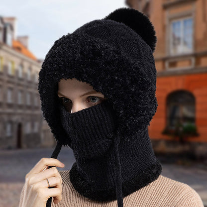 🔥Stílusos vastag kötött téli sapka – meleg arcvédővel és sállal🧣
