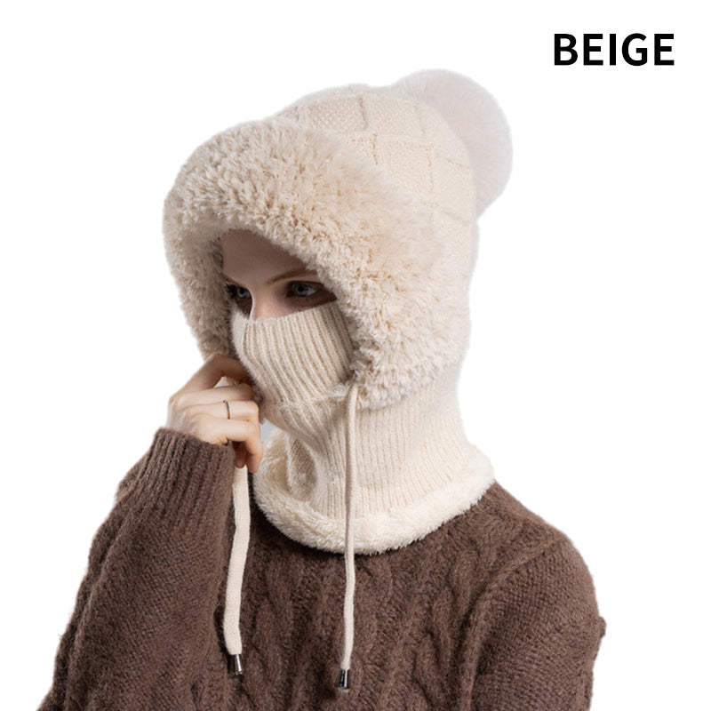 🔥Stílusos vastag kötött téli sapka – meleg arcvédővel és sállal🧣