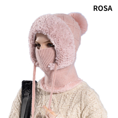 🔥Stílusos vastag kötött téli sapka – meleg arcvédővel és sállal🧣
