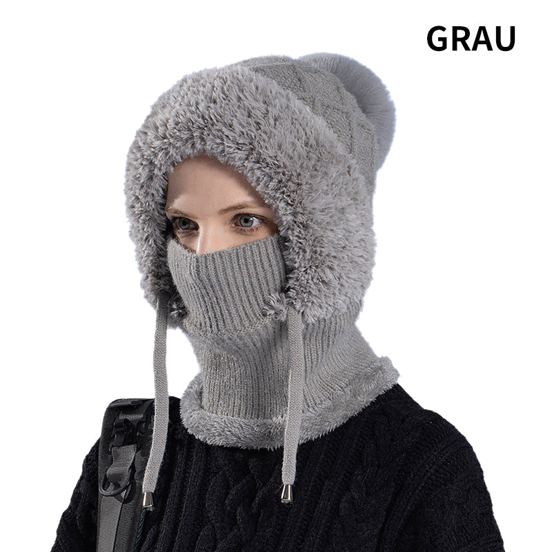🔥Stílusos vastag kötött téli sapka – meleg arcvédővel és sállal🧣