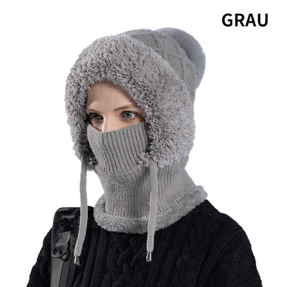 🔥Stílusos vastag kötött téli sapka – meleg arcvédővel és sállal🧣