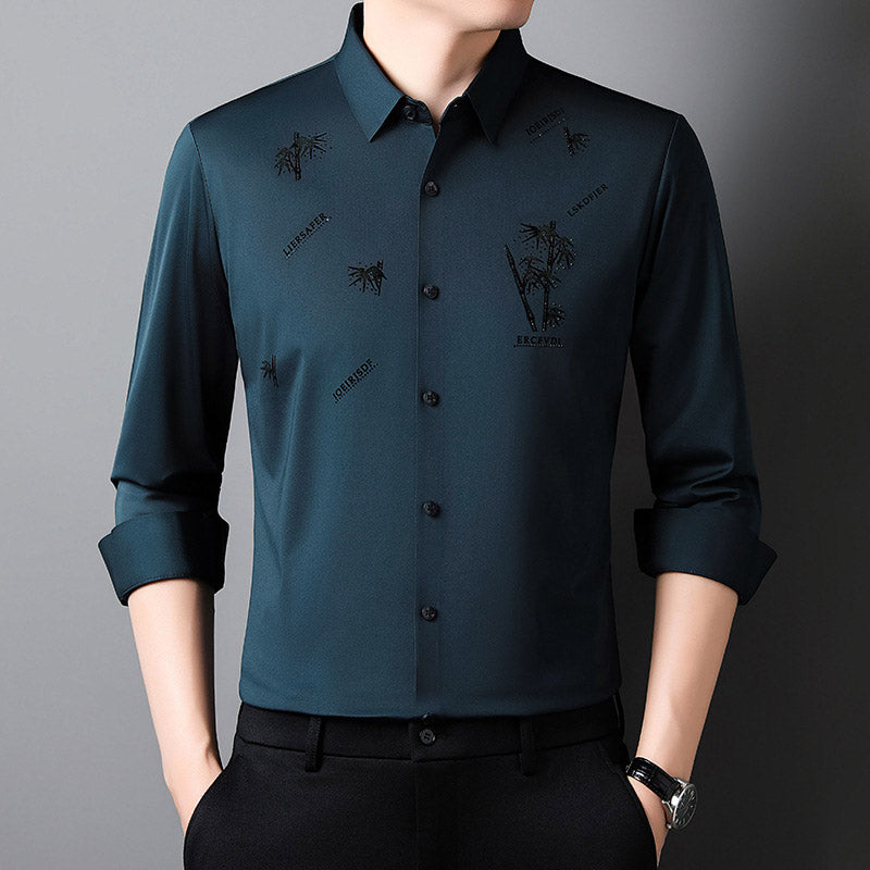 【M-4XL】Férfi bambusz mintás alkalmi üzleti ing
