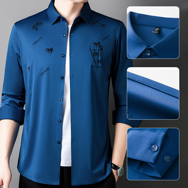 【M-4XL】Férfi bambusz mintás alkalmi üzleti ing