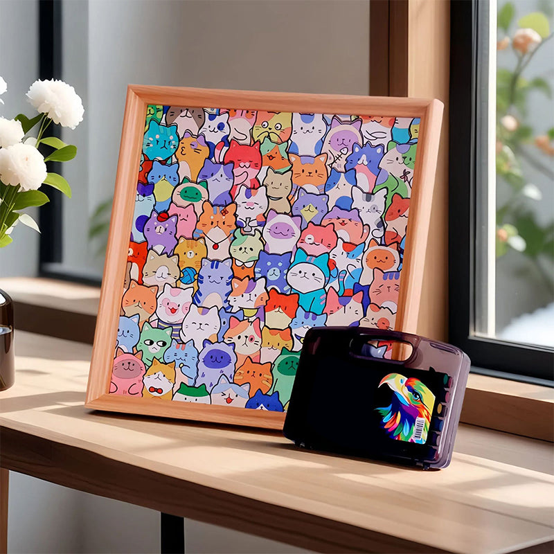 🐱 DIY fa macska színező puzzle keret🧩
