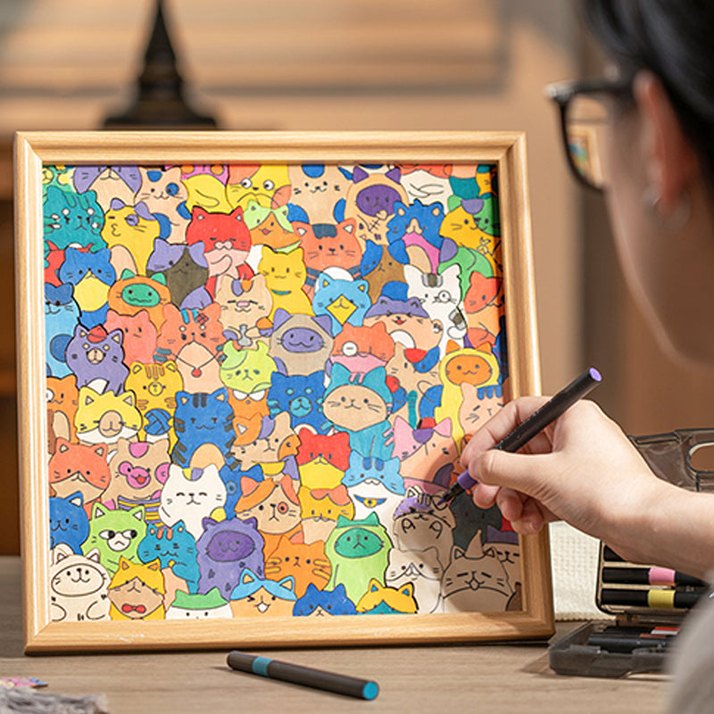 🐱 DIY fa macska színező puzzle keret🧩