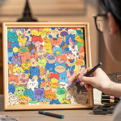 🐱 DIY fa macska színező puzzle keret🧩