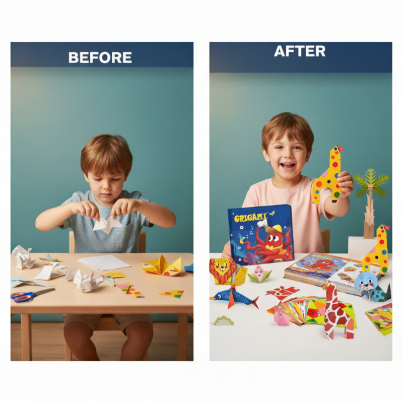 👶🧠 Gyerekeknek szóló DIY origami kézműves készlet ✂️✨——Kezes és agyi gyakorlat, kreativitásfejlesztés játékos formában!