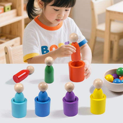 🌈 Szivárványos kupakos torony | Montessori korai fejlesztő játék, a kisbabák játék közben fejlesztik az intelligenciájukat! 👶🧠