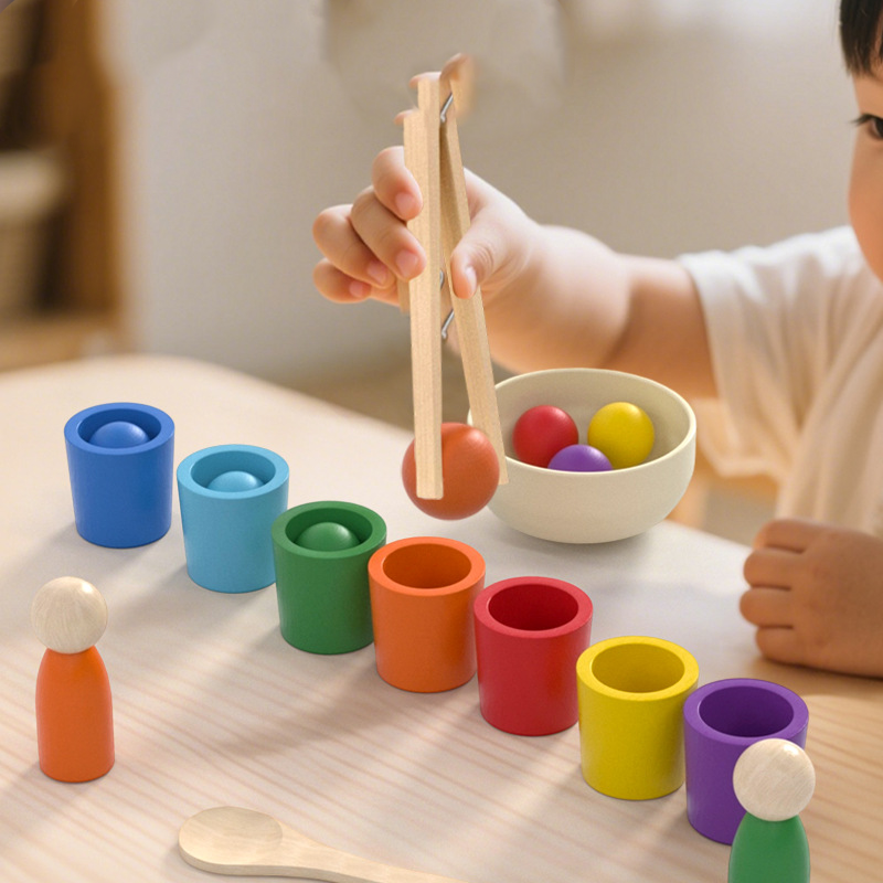 🌈 Szivárványos kupakos torony | Montessori korai fejlesztő játék, a kisbabák játék közben fejlesztik az intelligenciájukat! 👶🧠
