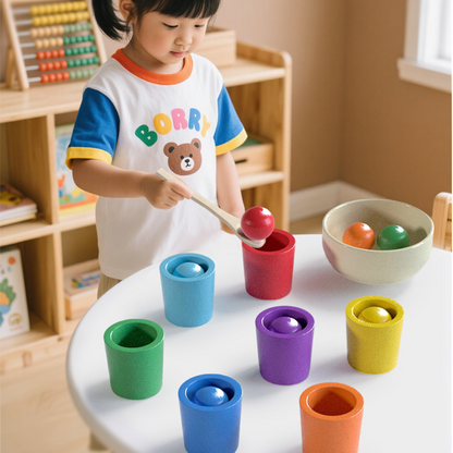 🌈 Szivárványos kupakos torony | Montessori korai fejlesztő játék, a kisbabák játék közben fejlesztik az intelligenciájukat! 👶🧠