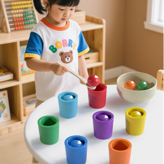 🌈 Szivárványos kupakos torony | Montessori korai fejlesztő játék, a kisbabák játék közben fejlesztik az intelligenciájukat! 👶🧠