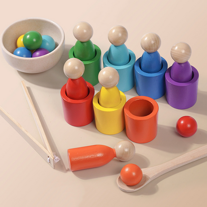 🌈 Szivárványos kupakos torony | Montessori korai fejlesztő játék, a kisbabák játék közben fejlesztik az intelligenciájukat! 👶🧠
