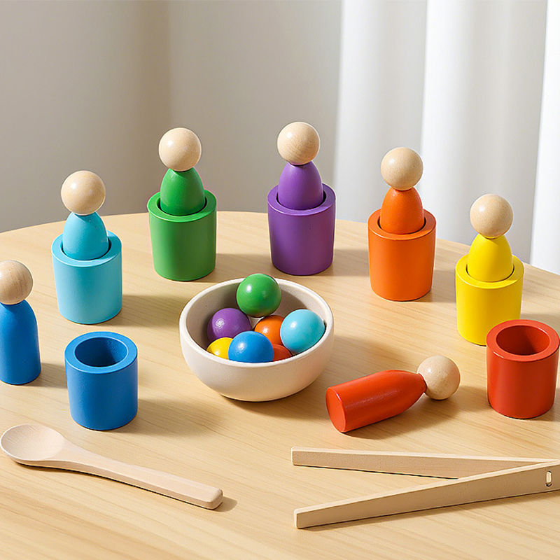 🌈 Szivárványos kupakos torony | Montessori korai fejlesztő játék, a kisbabák játék közben fejlesztik az intelligenciájukat! 👶🧠