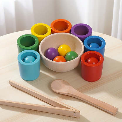 🌈 Szivárványos kupakos torony | Montessori korai fejlesztő játék, a kisbabák játék közben fejlesztik az intelligenciájukat! 👶🧠