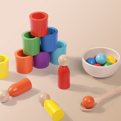 🌈 Szivárványos kupakos torony | Montessori korai fejlesztő játék, a kisbabák játék közben fejlesztik az intelligenciájukat! 👶🧠