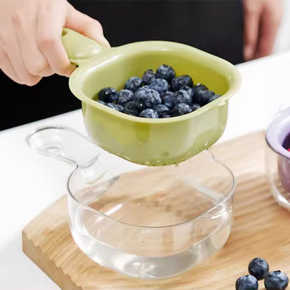 🍇Többfunkciós kétrétegű gyümölcs- és zöldségleeresztő kosár fogantyúval🛎