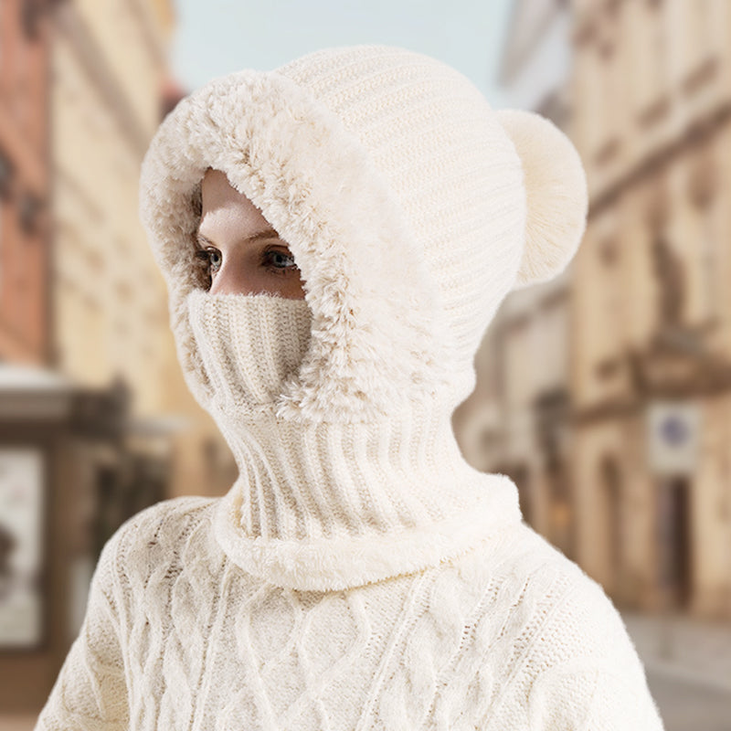 🧢 NŐI TÉLI EGYRÉSZES KÖTÖTT KÖTÖTT SAPKA SÁL MASZK