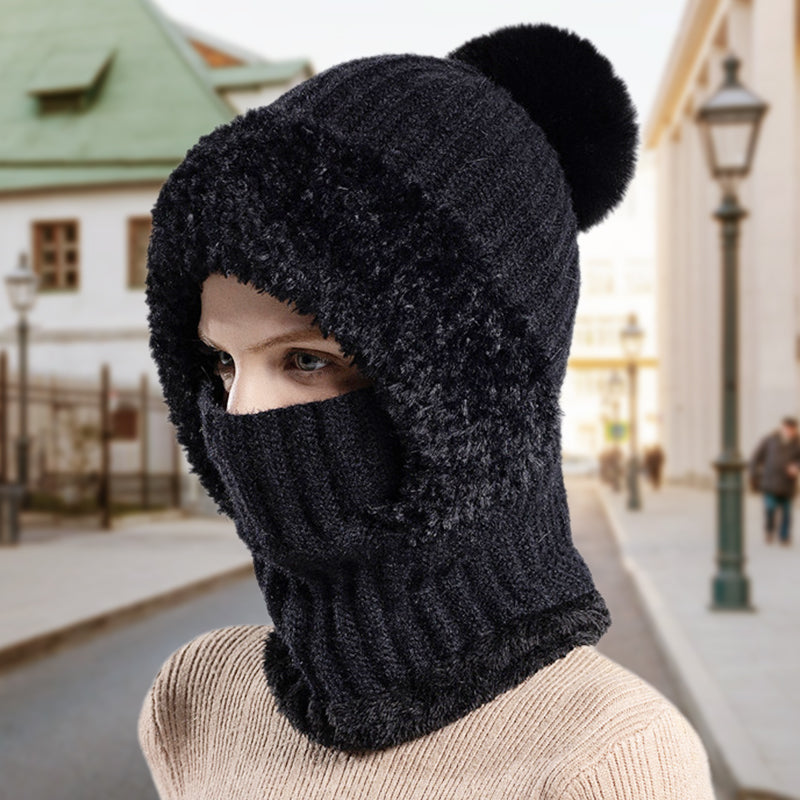 🧢 NŐI TÉLI EGYRÉSZES KÖTÖTT KÖTÖTT SAPKA SÁL MASZK