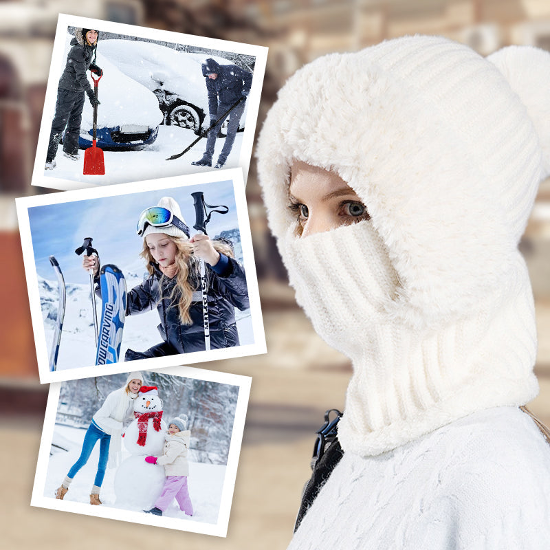 🧢 NŐI TÉLI EGYRÉSZES KÖTÖTT KÖTÖTT SAPKA SÁL MASZK