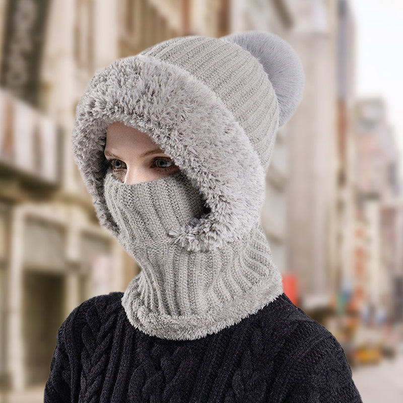 🧢 NŐI TÉLI EGYRÉSZES KÖTÖTT KÖTÖTT SAPKA SÁL MASZK