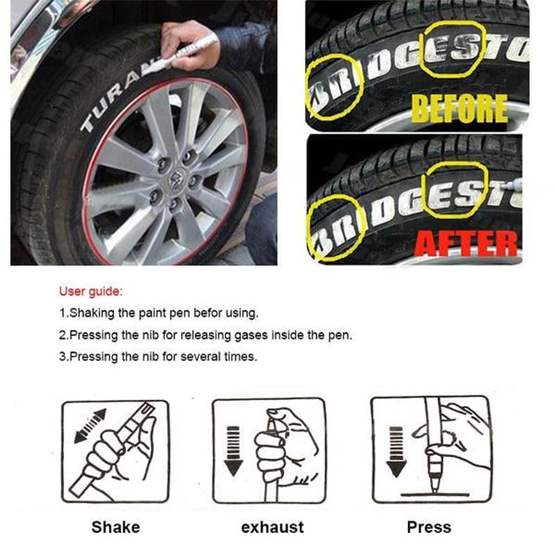 12 színű vízálló festékfilctoll autógumikhoz
